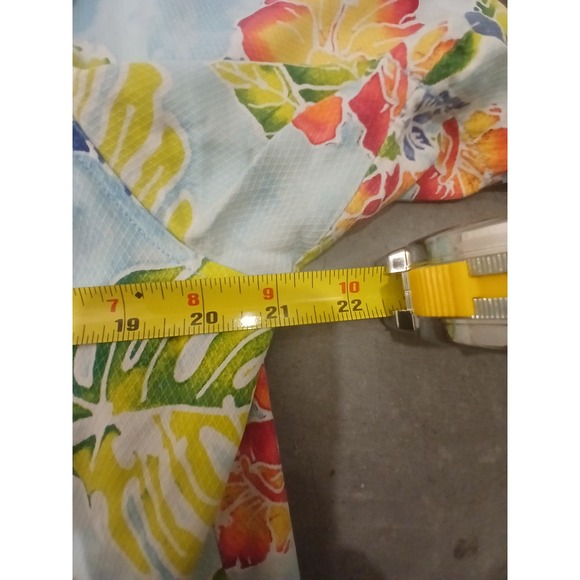 Tommy Bahama Silk Shirt Mens M Hawaiian Botanical Floral Fern Blue Button Up - Picture 2 of 8